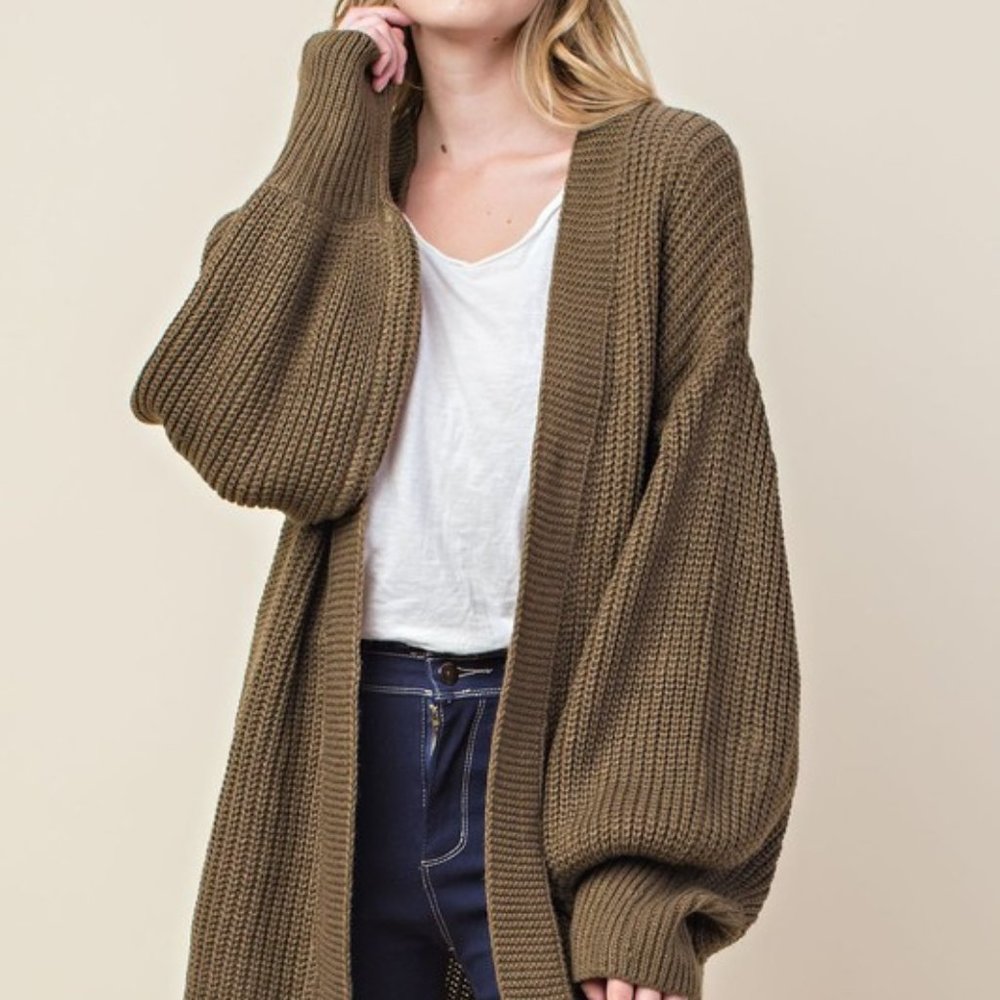Bubble Sleeve Sweater Cardigan
